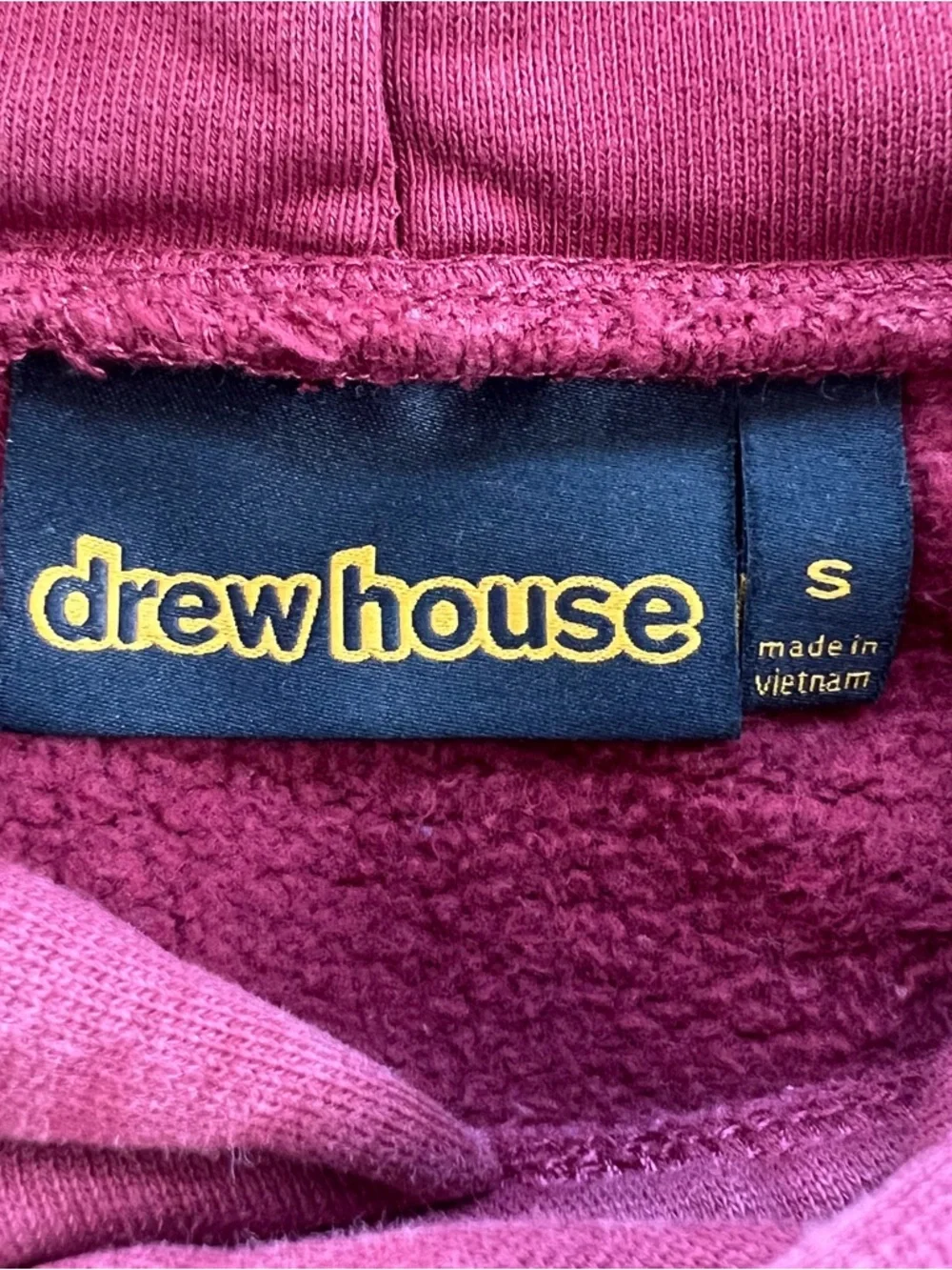 DREW Justin Bieber Burgundy Hoodie with Yellow Smiley Logo - Picture 8 of 9